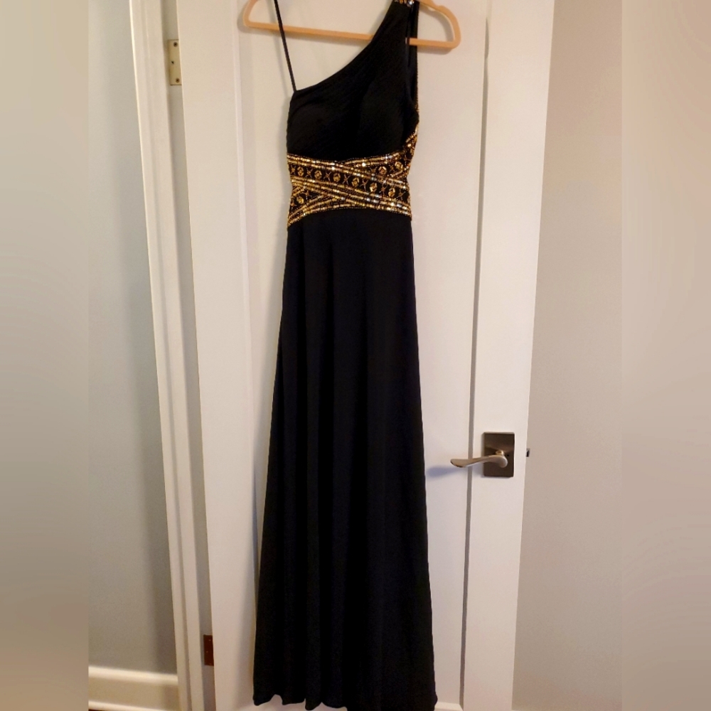 Black and Gold Evening Gown / Prom Dress, Size 2